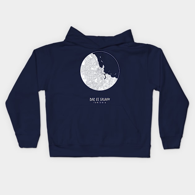 Dar es Salaam, Tanzania City Map - Full Moon Kids Hoodie by deMAP Studio